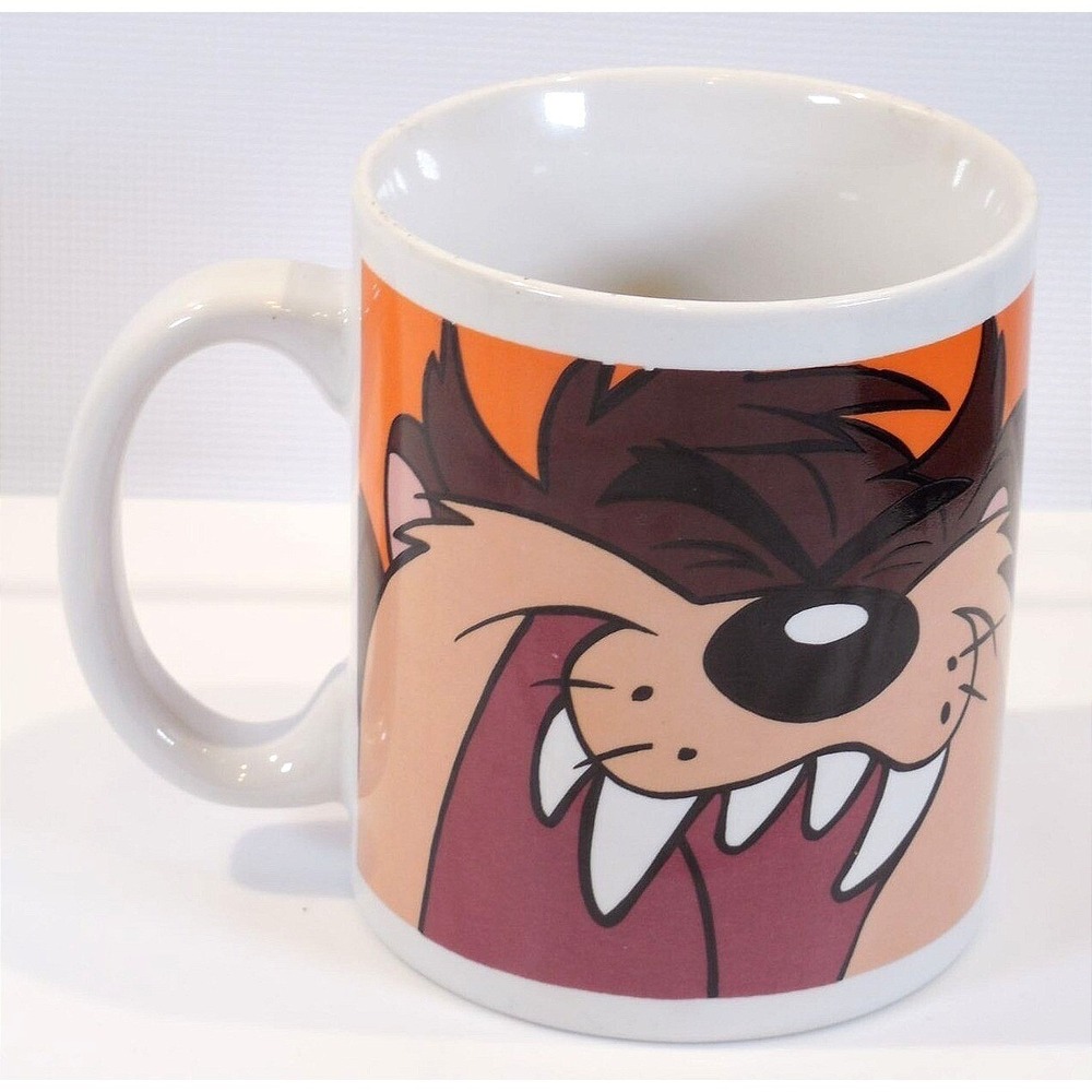 Vintage 1998 Looney Tunes Taz Mug Gibson Housewares Tasmanian Devil Orange Cup